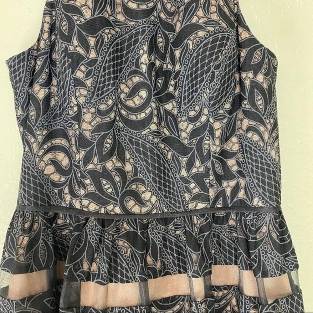 AIDEN MATTOX Black Sheer‎ Lace Dress Mini Party Formal  8 Event Fit Flare Cruise